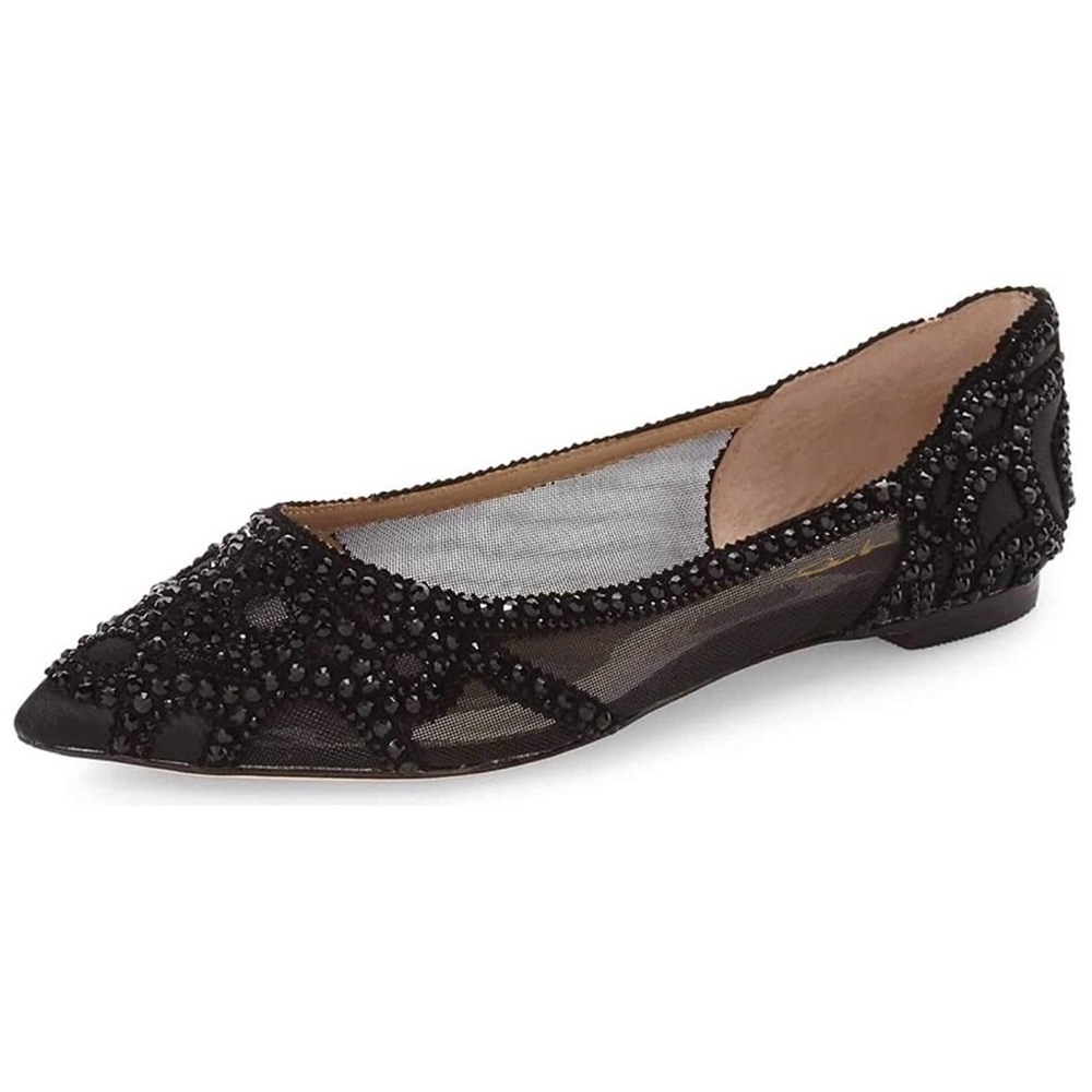 XYD Women Elegant Pointed Toe Rhinestone Flats